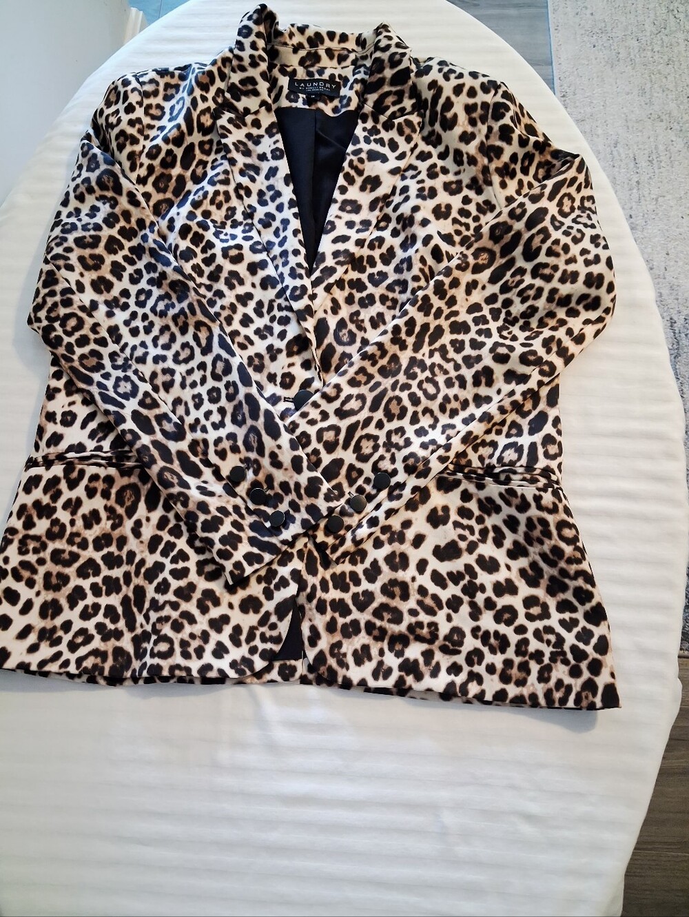 Leopard Print Blazer Jacket - Beige & Black Size 14 - Picture 11 of 11